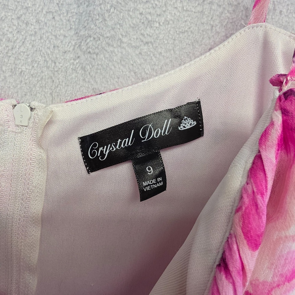 Crystal Doll Dress‎ Womens 9 Pink Floral Maxi Y2K Cottagecore HOCO Coquette - Picture 6 of 16